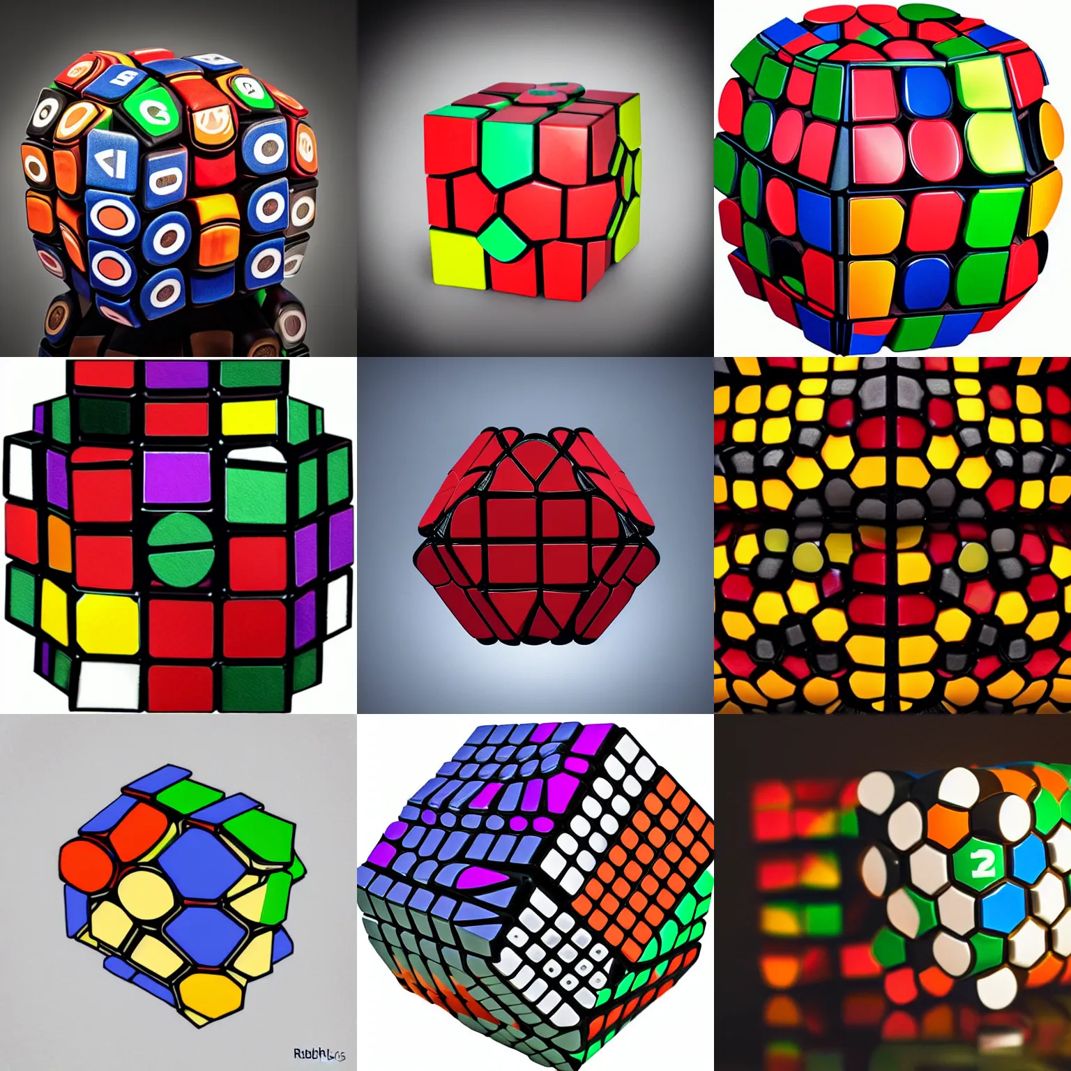 Prompt: spherical rubiks cube, studio lightning, high detail