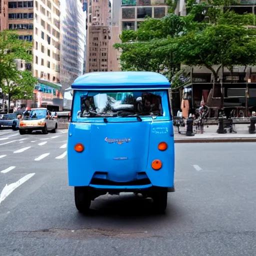 Image similar to a blue tuk tuk on manhattan