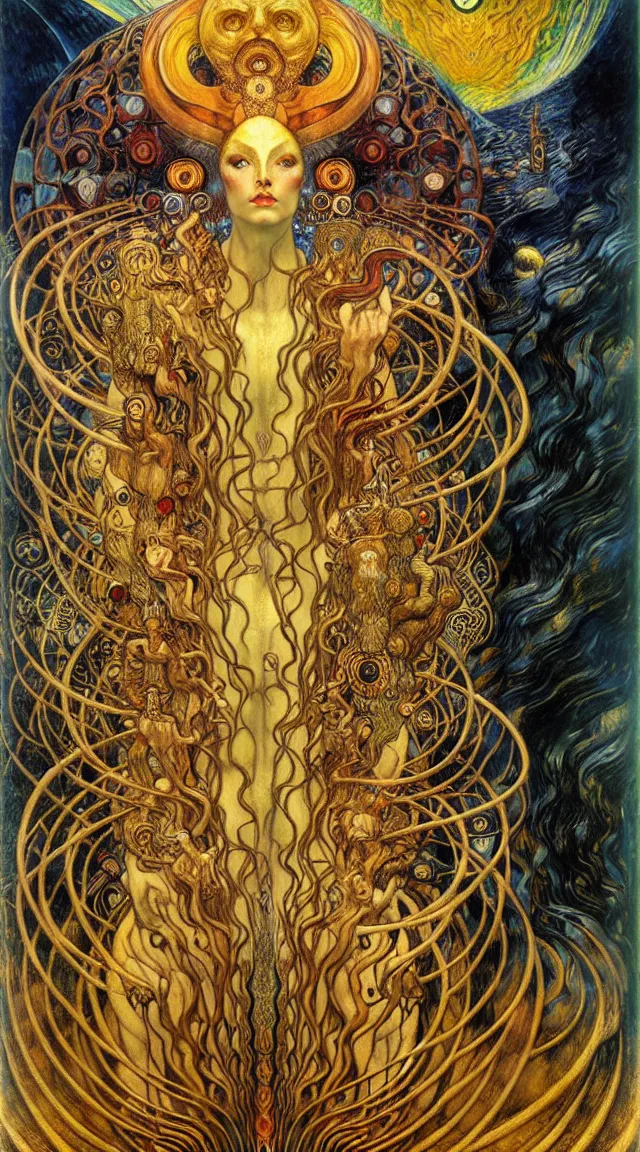 Image similar to Divine Chaos Engine by Karol Bak, Jean Delville, William Blake, Gustav Klimt, and Vincent Van Gogh, symbolist, visionary