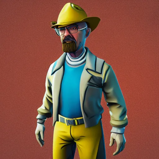 Image similar to walter white fortnite skin, 3 d model, high resolution