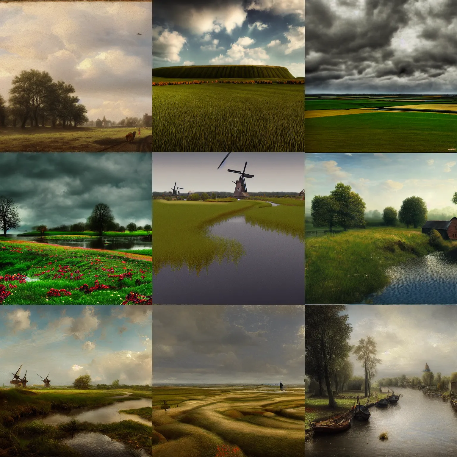 Image similar to Dutch landscape, photorealistic, 8K, detailed, clogs