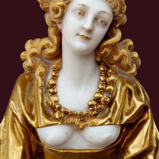 Prompt: baroque woman marble and gold