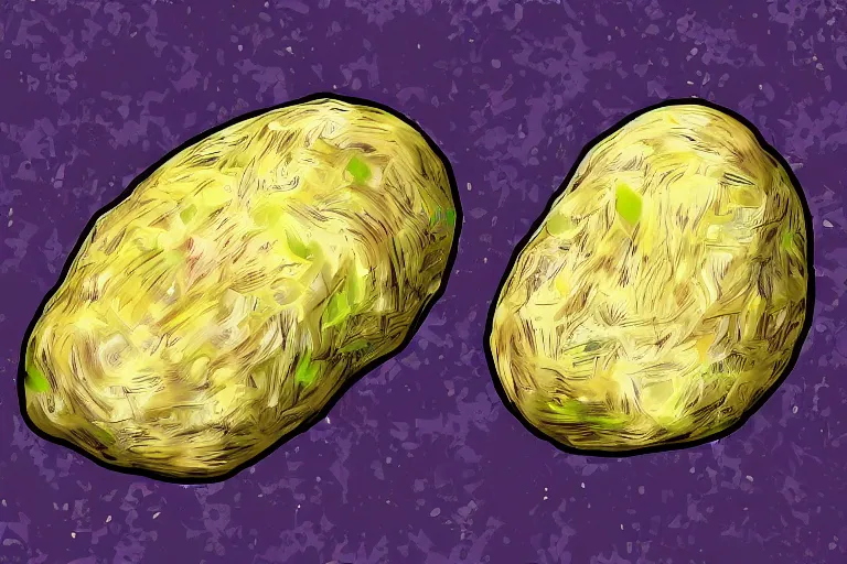 Prompt: a chaotic potato, digital art, high quality