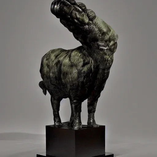 Prompt: sculpture in the shape of an animal designed by rembrandt