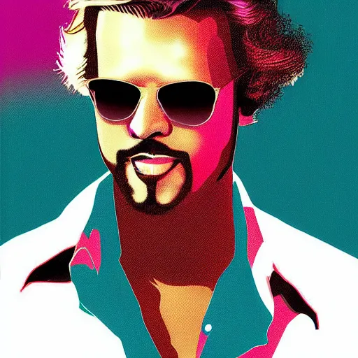 Image similar to miami vice artwork, 4 k digital art, 8 0's style