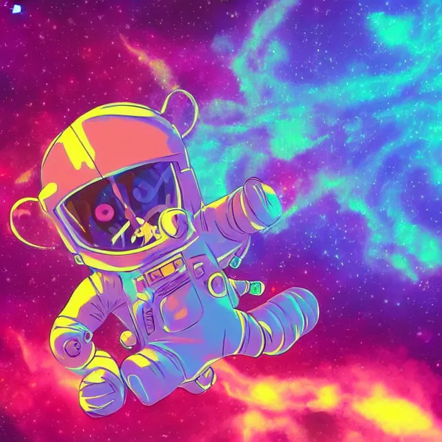 Prompt: a astronaut demon with wings in a nebula explosion, pixel art, pixel, cute, pastel.