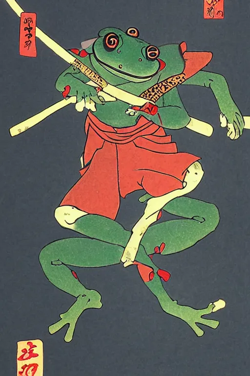 Image similar to samurai frog ukiyo-e