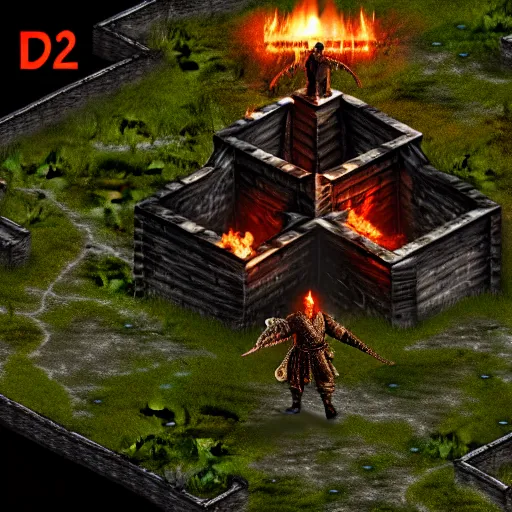 Image similar to diablo 2, world war 2, ps 5 screenshot, isometric view, third person gameplay, 3 d render, cryengine, highly detailed