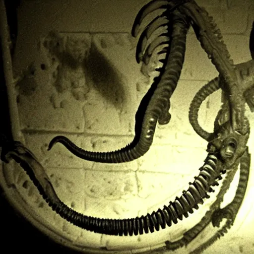 Image similar to xenomorph in ice cavern, close up photo, creepypasta, monochromatic