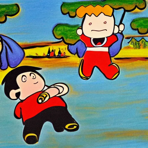 Image similar to Crayon Shin-chan, Western painting, highly detail