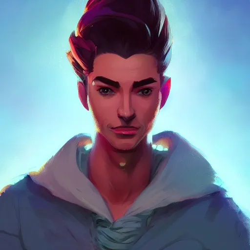 Prompt: portrait of handsome male, maya ali mage, gloomhaven, dynamic lighting, gaudy colors, octane render aesthetic, matte painting concept art, official fanart behance hd artstation by jesper ejsing, by rhads and makoto shinkai and lois van baarle and ilya kuvshinov and rossdraws