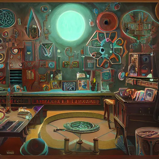 Prompt: occult laboratory detailed, painting, 4 k