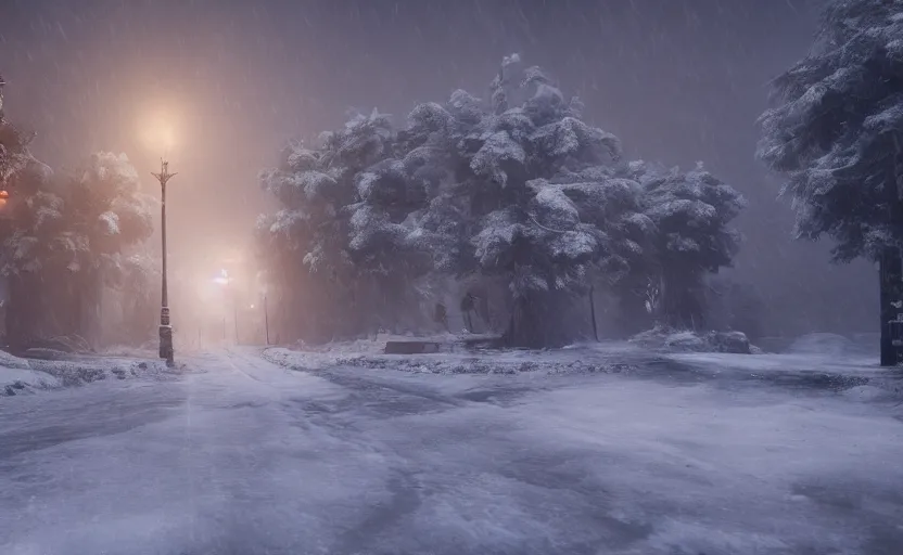 Prompt: winterfall in the snowstorm, doomy, Unreal Engine, cinematic photography, highly-detailed, games of thrones, HBO, high resolution, 8k, photorealistic, stunning volumetric lighting