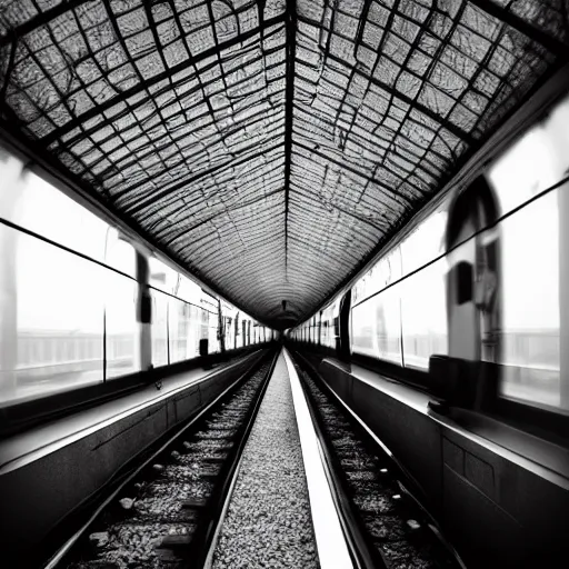 Image similar to a beautiful train in a station, minimalist style, elegant, dramatic contrast, minimal art by ariel sun, black and white ink, trending on artstation hq