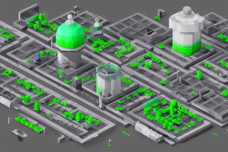 Image similar to isometric soviet industrial rpg game level, pollution, toxic waste, 3 d render, octane render