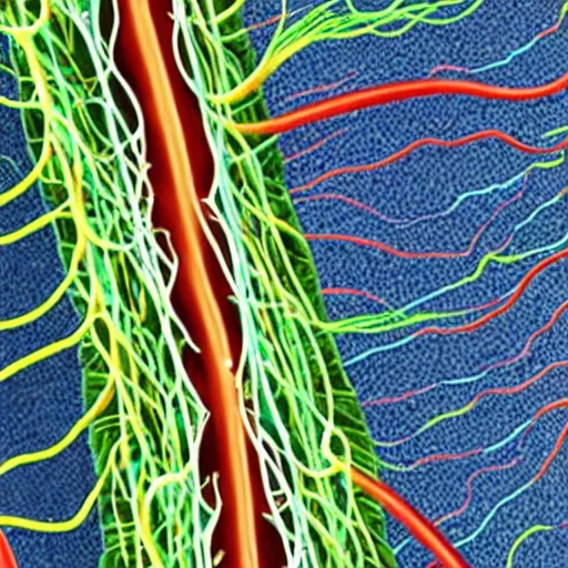 Prompt: detailed realistic illustration of a neuromuscular junction