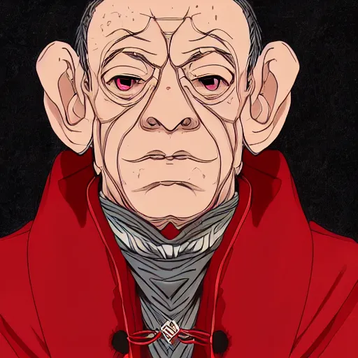 Prompt: portrait of hector salamanca as the master of the red wind elements, anime fantasy illustration by tomoyuki yamasaki, kyoto studio, madhouse, ufotable, trending on artstation