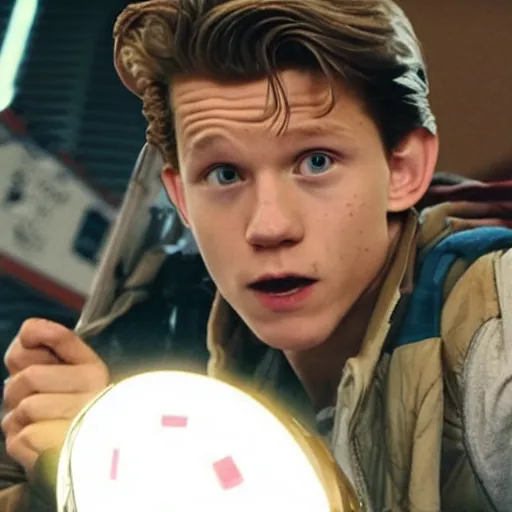 Prompt: Tom Holland as Marty MCFly