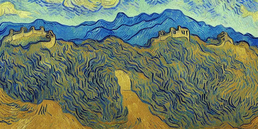 Image similar to the great wall, by vincent van gogh