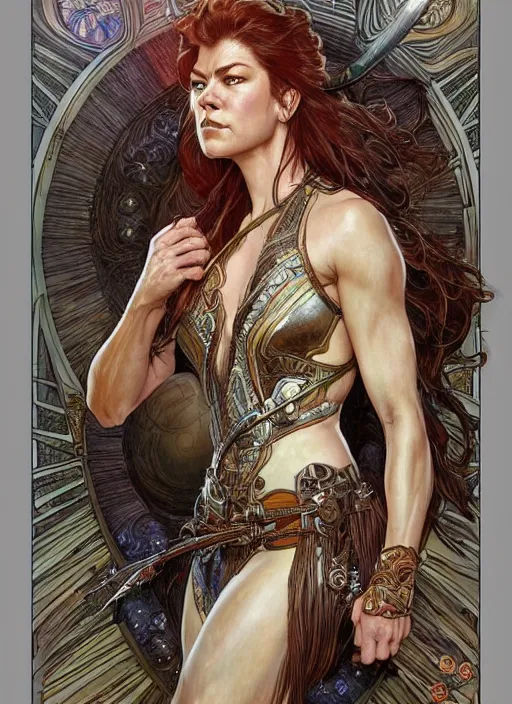 Prompt: Adrianne Palicki as a beautiful warrior woman, fantasy, intricate, elegant, highly detailed, centered, digital painting, artstation, concept art, smooth, sharp focus, illustration, art by artgerm and donato giancola and alphonse mucha