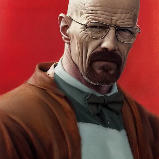 Image similar to the ultimate gigachad, incredibly muscular walter white, walter white with chiseled jawline, trending on / r / moreplatesmoredates, oil on canvas artstation by j. c. leyendecker and edmund blair leighton and charlie bowater octane render