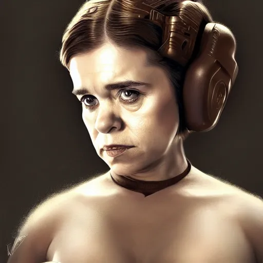 Prompt: peter dinklage as princess leia, digital painting, extremely detailed, 4 k, intricate, brush strokes, mark arian, artgerm, bastien lecouffe - deharme