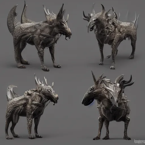 Image similar to an amalgamation of multiple creatures , concept art, trending on artstation 3D.