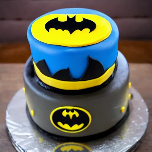 Prompt: a batman cake that says noah