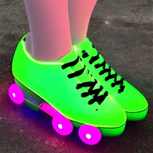 Image similar to neon lite roller - skates, ultra realistic,