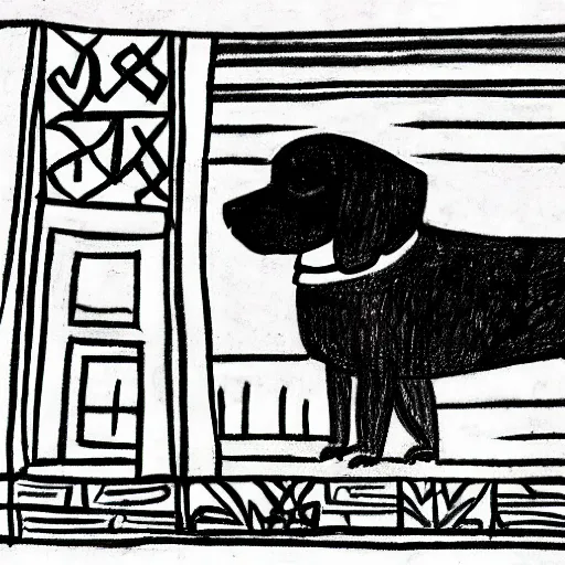Prompt: a drawing of a dog, in the style of persepolis ( 2 0 0 7 ), by marjane satrapi