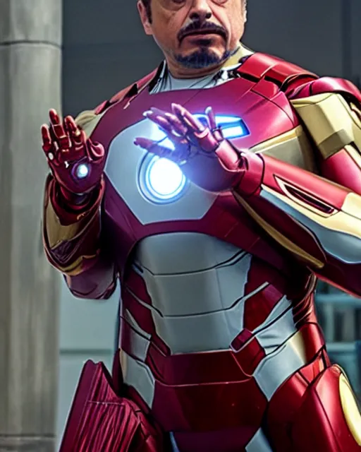 Image similar to danny devito as tony stark in iron man