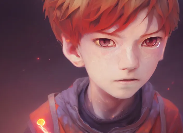 Image similar to highly detailed portrait of a boy with thunder powers, in tokyo ghoul, stephen bliss, 8 k, unreal engine, fantasy art by greg rutkowski, loish, rhads, ferdinand knab, makoto shinkai and lois van baarle, ilya kuvshinov, rossdraws, tom bagshaw, global illumination, radiant light, detailed and intricate environment