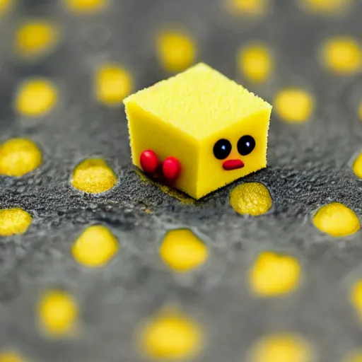 Image similar to a macro photograph of sponge bob squarepants figure