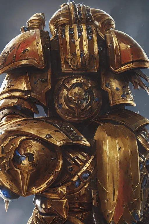 Image similar to armor portrait heros warhammer 4 0 k horus heresy fanart - the primarchs emperor by johannes helgeson animated with vfx concept artist & illustrator global illumination ray tracing hdr fanart arstation zbrush central hardmesh 8 k octane renderer comics stylized