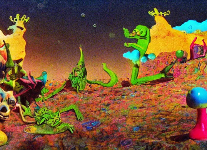 Prompt: ! dream a still image from a psychedelic underground claymation movie by bruce bickford, technicolor 4 k