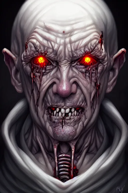 Prompt: dying rotting evil Priest portrait by Artgerm and WLOP