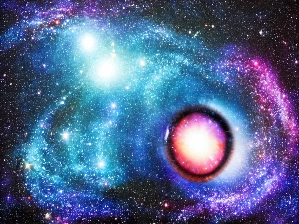 Prompt: realistic galaxy in the shape of an eye