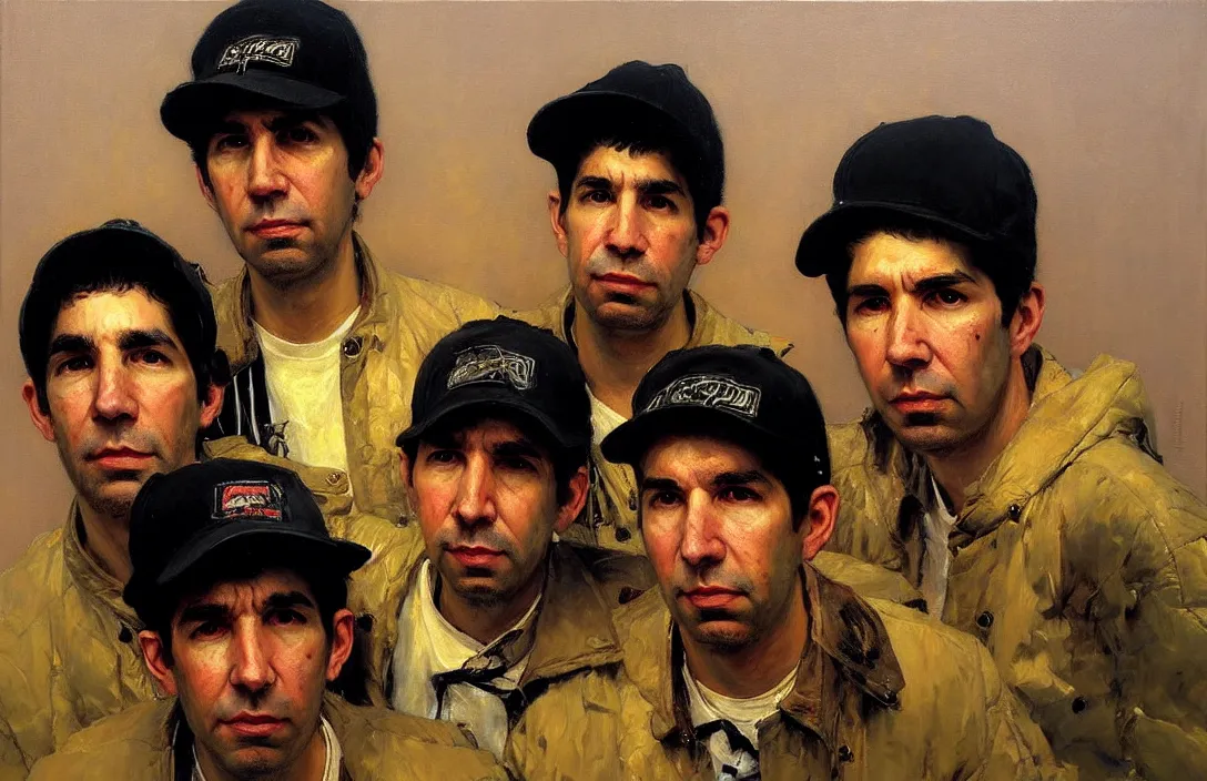 Prompt: portrait of beastie boys!!!!!!!!!!!!!!!!!!!!!!!!!!!, detailed face, detailed painting,, epic lighting, by ilya repin, phil hale and kent williams