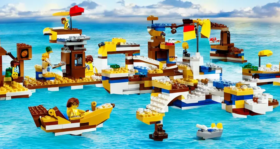 Image similar to lego beach scene