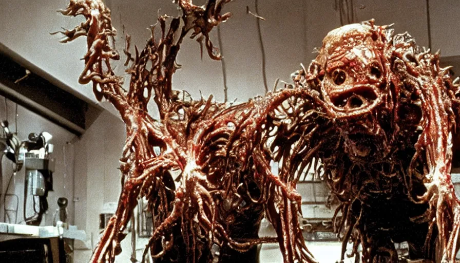 Prompt: a disgusting disturbing vile biomechanical creature from The Thing, by Cronenberg and greg nicotero