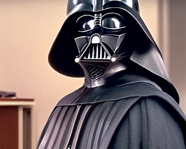 Prompt: a still image of darth vader in an episode of seinfeld