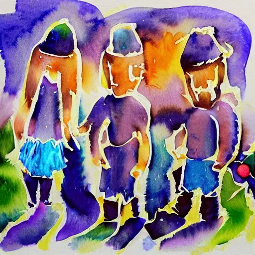 Prompt: watercolour wodoo people