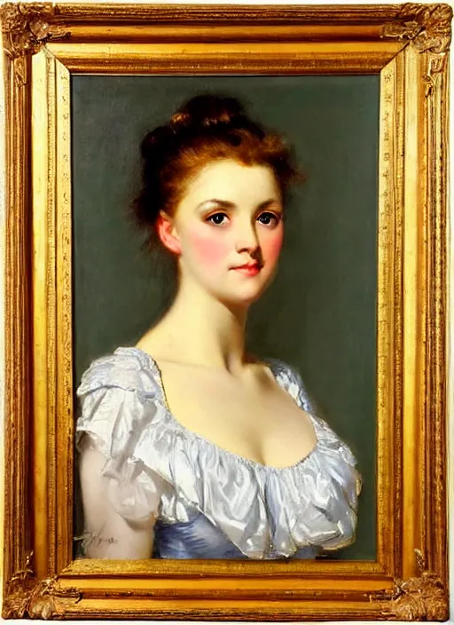 Prompt: a portrait of a pretty young lady by adolf hiremy - hirschl