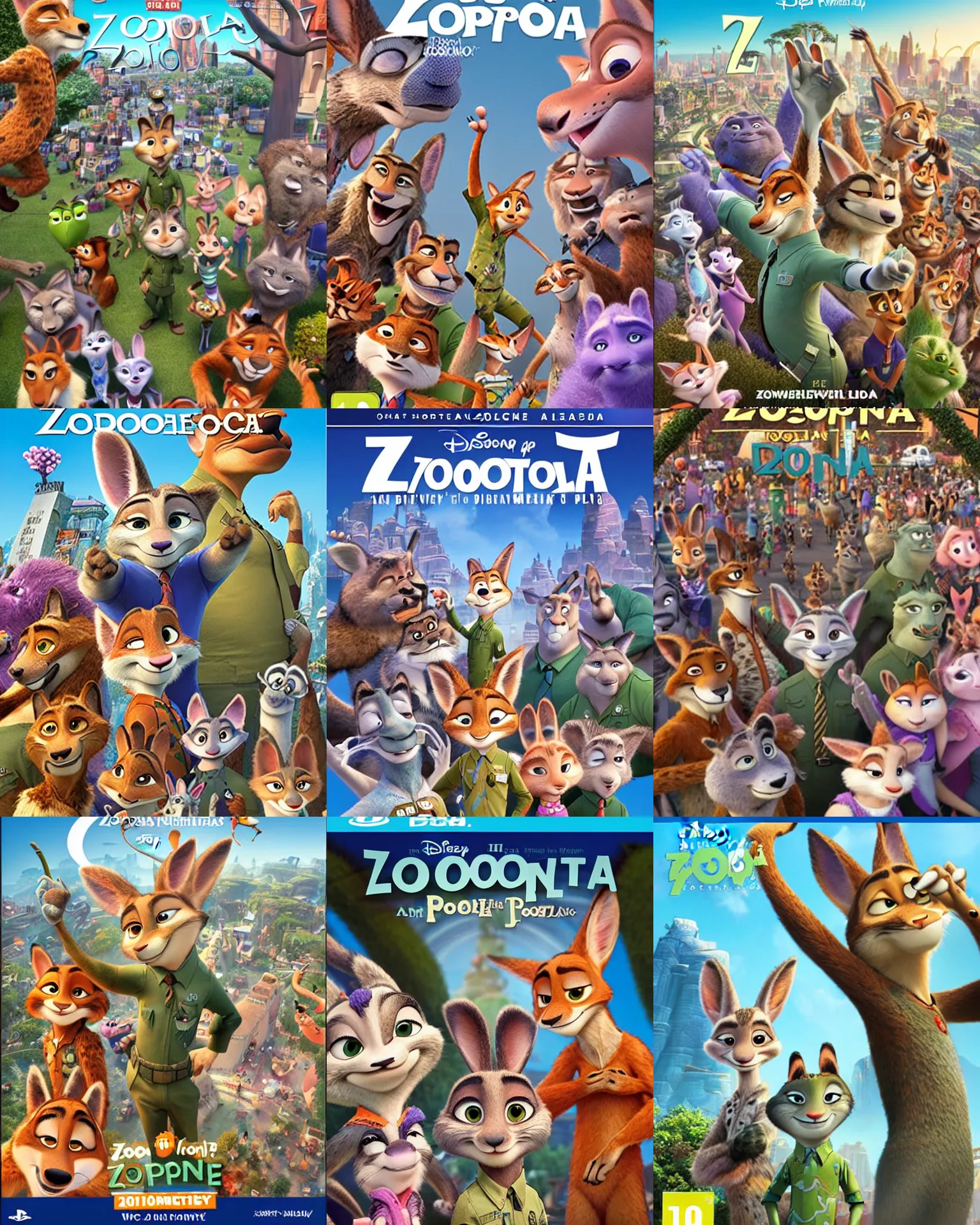 Prompt: Zootopia (2016), Walt Disney Animation Studios, Blu Ray cover USA
