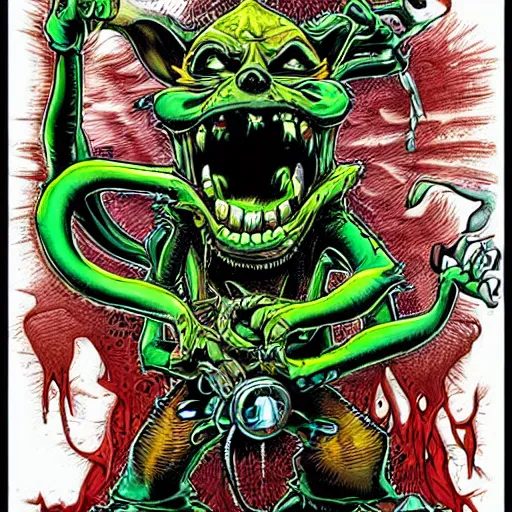 Prompt: ratfink, epic, creepy, scary, moody, highly detailed, gorgeous, stunning, full colour digital art by todd mcfarlane