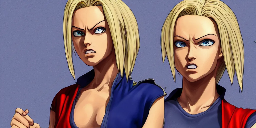 Image similar to android 18, hyper realism, 8k,