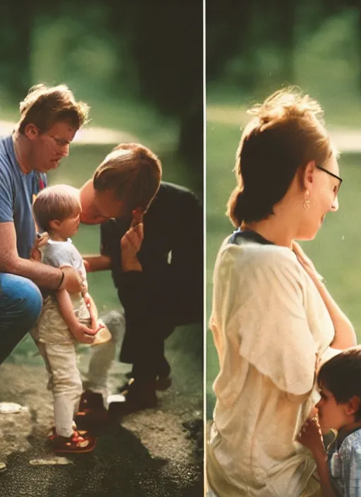 Prompt: kodak portra 4 0 0 photography, a father how meet her son for the last time, photorealistic cinematic light