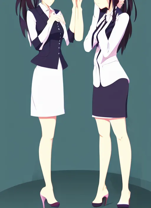 Prompt: two beautiful mothers face to face annoyed, hands on hips, office clothes, gorgeous faces, smooth, cinematic lighting, detailed anime art