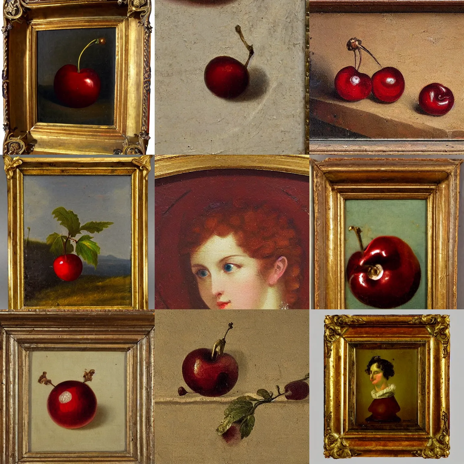 Prompt: xix century classical academical oil paintintg, a fragment with a close - up cherry. flemish baroque, late italian renaissance, russian neoclassicism, romanticism, rococo, academism.