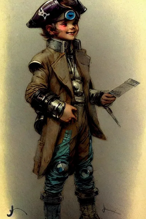 Prompt: ( ( ( ( ( 2 0 5 0 s retro future 1 0 year old boy super scientest in space pirate mechanics costume full portrait. muted colors. ) ) ) ) ) by jean baptiste monge, rudolph belarski!!!!!!!!!!!!!!!!!!!!!!!!